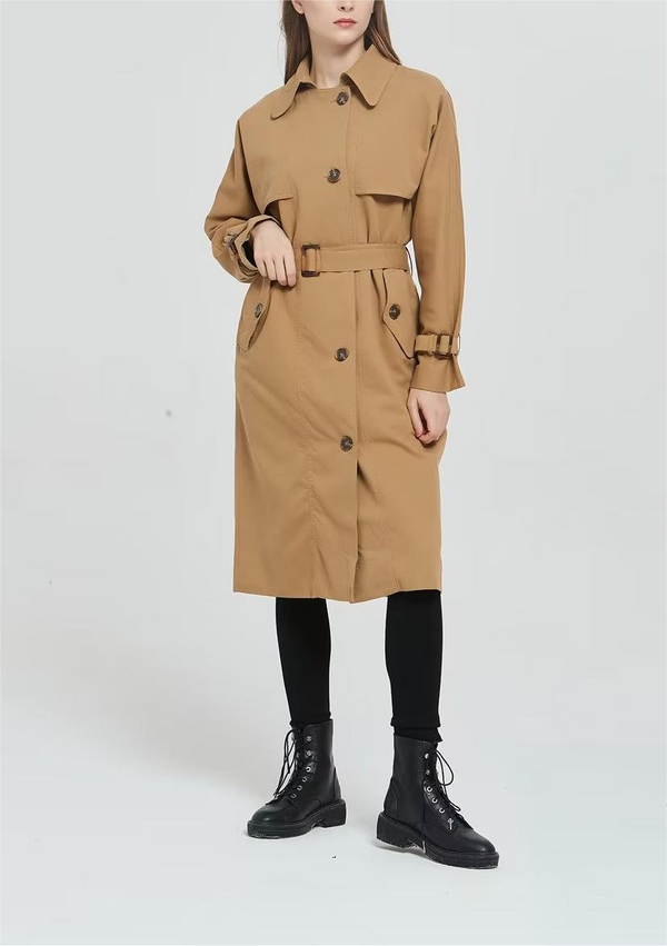 Recommended British Silhouette Autumn British Raglan Sleeve Belt Long Trench Coat