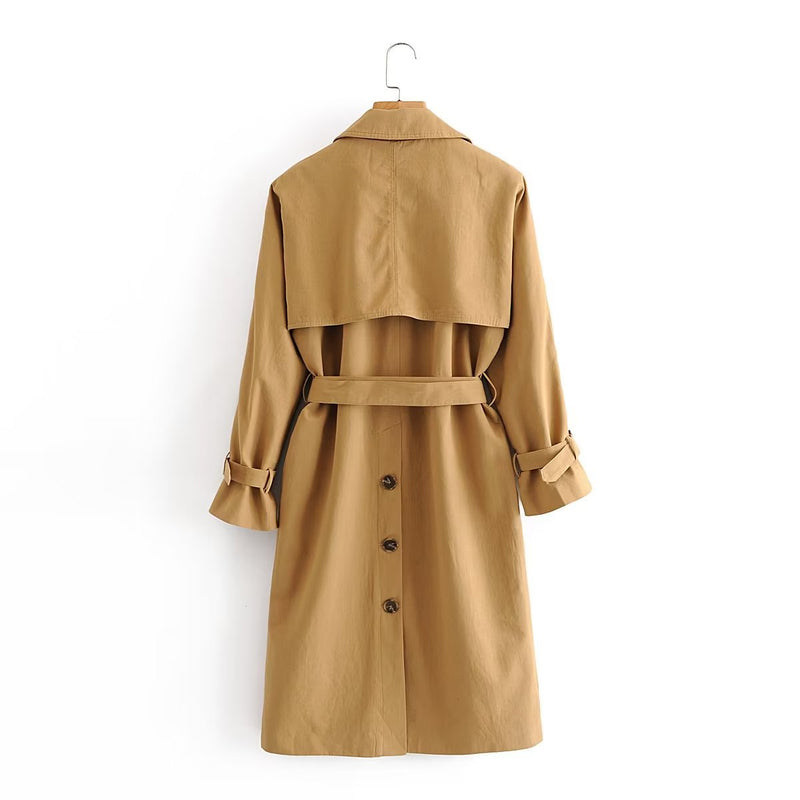 Recommended British Silhouette Autumn British Raglan Sleeve Belt Long Trench Coat