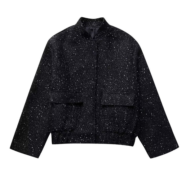 Women Clothing French All Match Beads Decoration Jacket Jacket