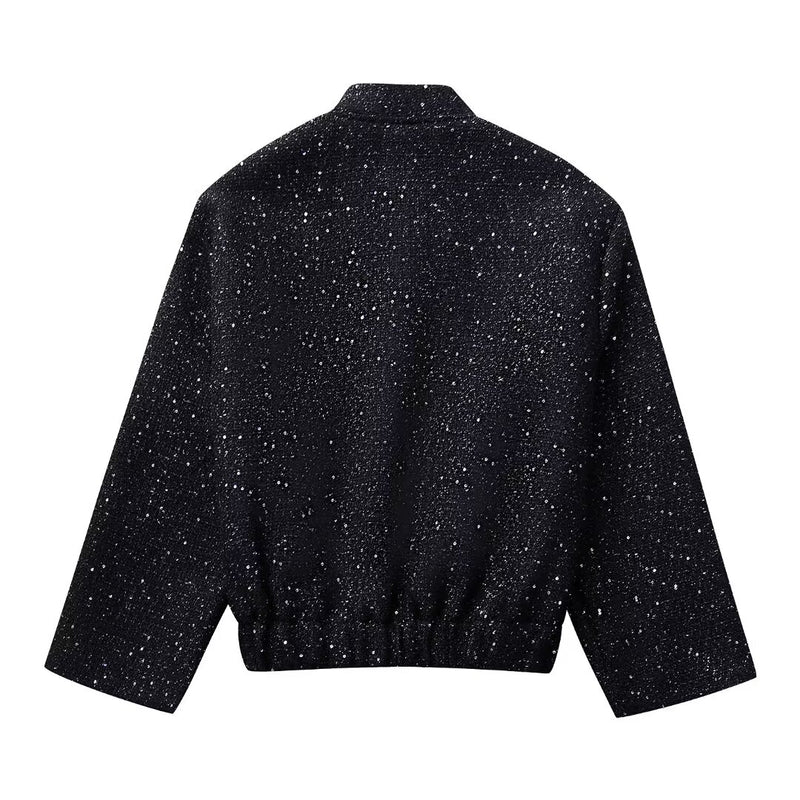 Women Clothing French All Match Beads Decoration Jacket Jacket
