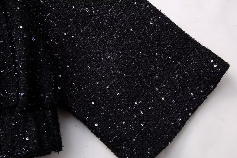 Women Clothing French All Match Beads Decoration Jacket Jacket