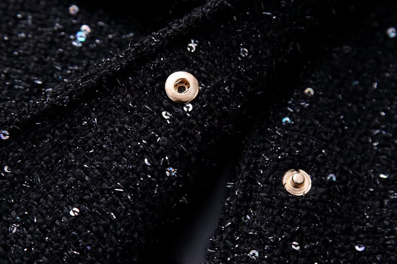 Women Clothing French All Match Beads Decoration Jacket Jacket