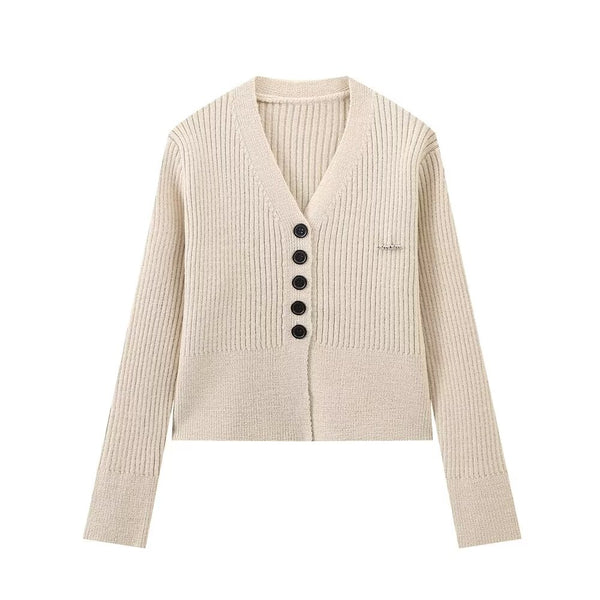 Women Solid Color V neck Five Button Vertical Bar Coat High Waist Trousers Sets