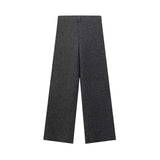 Women Solid Color V neck Five Button Vertical Bar Coat High Waist Trousers Sets