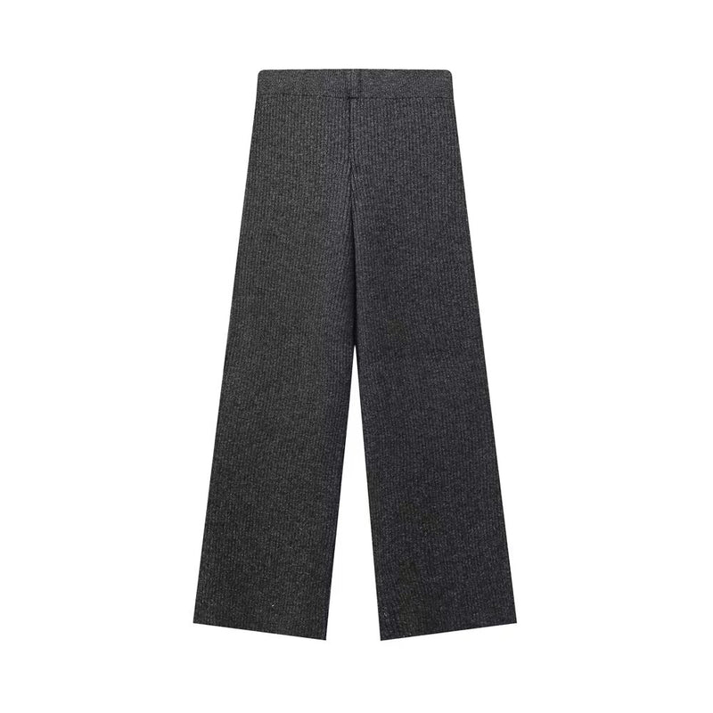 Women Solid Color V neck Five Button Vertical Bar Coat High Waist Trousers Sets
