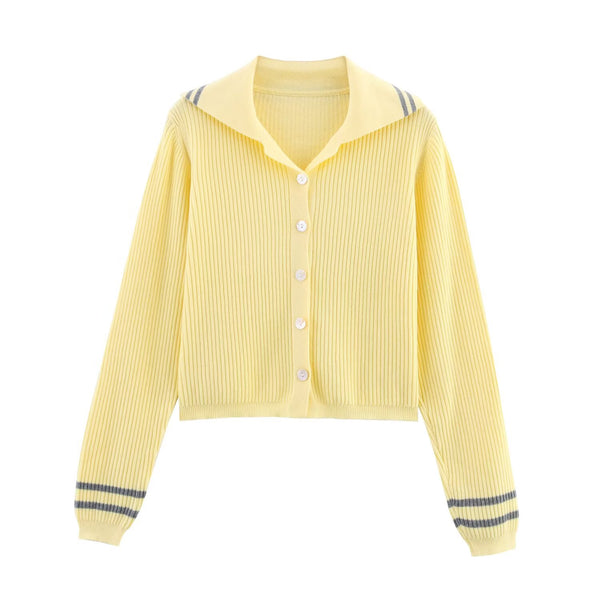 Autumn Women Clothing French Design Contrast Color Knitwear