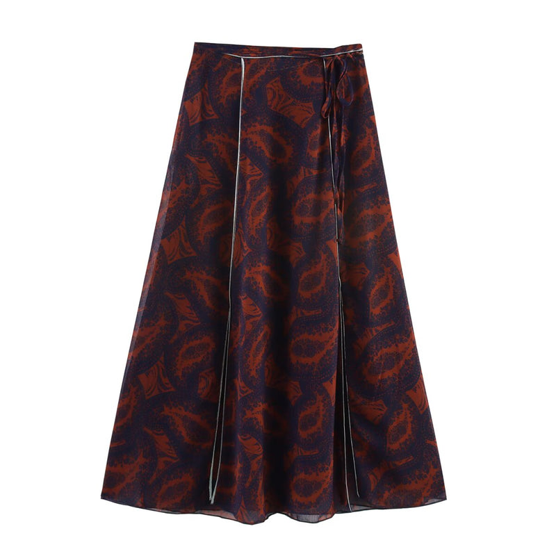 Spring Women Clothing Fashionable Simple Printed Top Skirt Sets