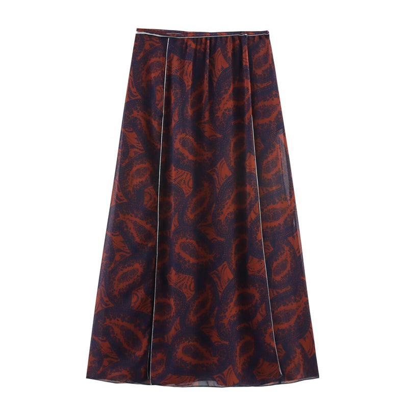 Spring Women Clothing Fashionable Simple Printed Top Skirt Sets