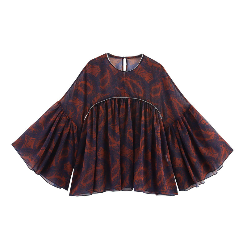 Spring Women Clothing Fashionable Simple Printed Top Skirt Sets
