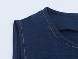 Summer Women Clothing Linen Double Breasted Sleeveless Vest Top
