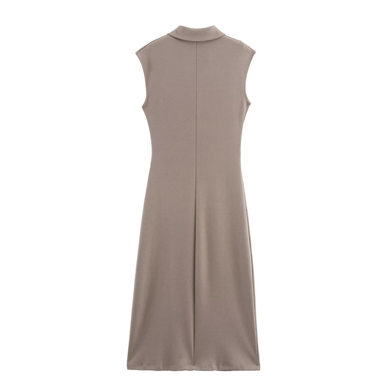 Women Clothing Summer Shirt Collar Midi Dress
