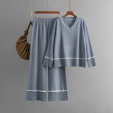 Fashionable Knitted Suit Women Autumn Winter Loose Casual Sweater Pullover Two Piece Dress Knitted Sweater