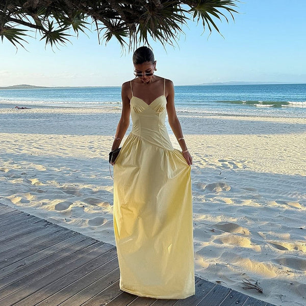 Robe à bretelles pour les vacances, robe trapèze élégante, robe slim fit, été