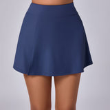 Double Layer Tight Yoga Skirts Pocket Mini Culottes Running Fitness Tennis Anti Exposure Exercise Skirt