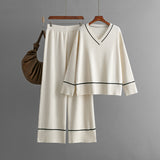 Fashionable Knitted Suit Women Autumn Winter Loose Casual Sweater Pullover Two Piece Dress Knitted Sweater