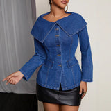 Elegant Slim Party Personality Denim Women Top