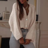 Women Sweater Autumn Winter Elegant Solid Color Single Breasted Women Knitted Cardigan Coat