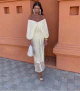 Spring Summer Popular Batwing Sleeve Sequined Deep V Plunge neck Maxi Dress